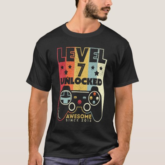 Level 7 Unlocked Awesome 2015 Video Game 7th Birth T-shirt (Voorkant)