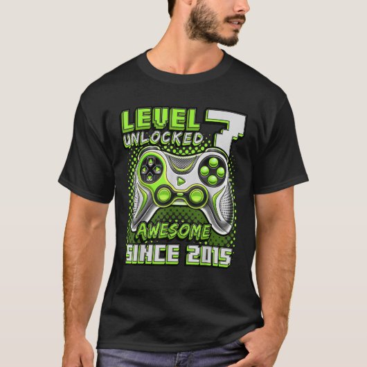 Level 7 Unlocked Awesome 2015 Video Game 7th Birth T-shirt (Voorkant)