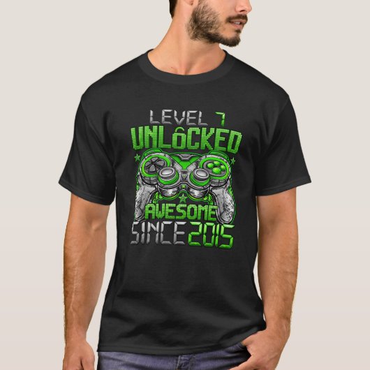 Level 7 Unlocked Awesome Since 2015 7Th Birthday G T-shirt (Voorkant)