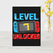 Level 7 Unlocked Gamer 7th Birthday Gift Video Gam Kaart (Gele Bloem)