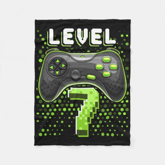 Level 7 Videogame Controller 7e Verjaardag Gamer G Fleece Deken (Voorkant)
