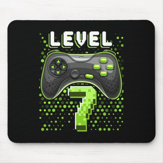 Level 7 Videogamecontroller 7e verjaardag Gamer G Muismat (Voorkant)