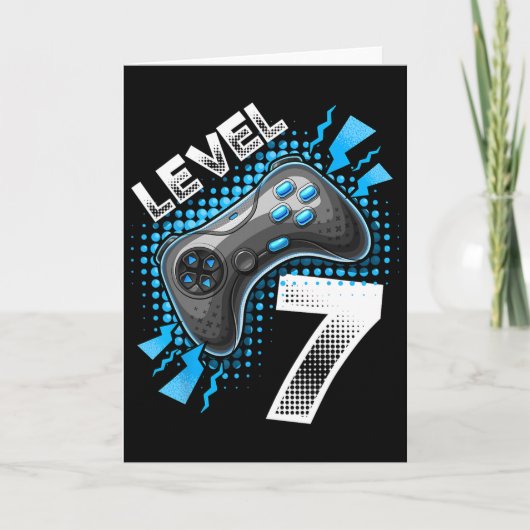 Level 7 Videospelcontroller 7e Verjaardag Gamer G Kaart (Voorkant)