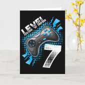 Level 7 Videospelcontroller 7e Verjaardag Gamer G Kaart (Gele Bloem)