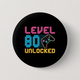 Level 80 Ontgrendeld Gaming Verjaardag Ronde Button 5,7 Cm