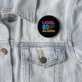 Level 80 Ontgrendeld Gaming Verjaardag Ronde Button 5,7 Cm (In situ)