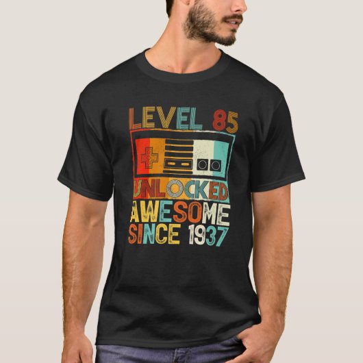 Level 85 Unlocked Awesome Since 1937 85Th Birthday T-shirt (Voorkant)