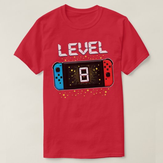 Level 8 Birthday Gaming 8 jaar oude videogames GIF T-shirt (Design voorkant)