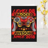Level 8 Ontgrendeld 8 Jaar Oude Jongens 8e Verjaar Kaart (Gele Bloem)