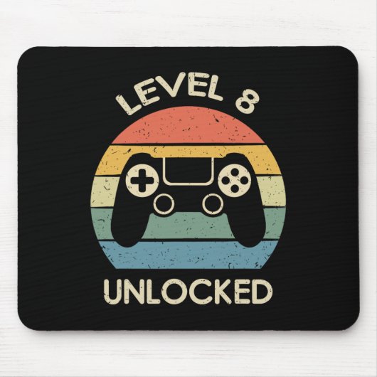 Level 8 Ontgrendeld 8e Gaming Verjaardagscadeau Vi Muismat (Voorkant)