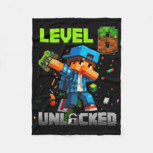 Level 8 Ontgrendeld Funny Verjaardags Jongen Pixel Fleece Deken