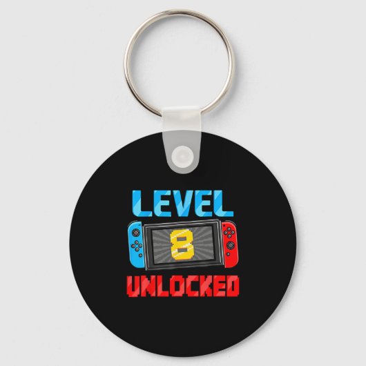 Level 8 Ontgrendeld Gamer 8e Verjaardagscadeau Vid Sleutelhanger (Voorkant)