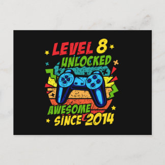 Level 8 Ontgrendeld Geweldig 2014 Game 8e Verjaard Briefkaart