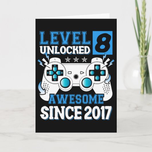 Level 8 Ontgrendeld Geweldig Sinds 2017 8e Verjaar Kaart (Voorkant)
