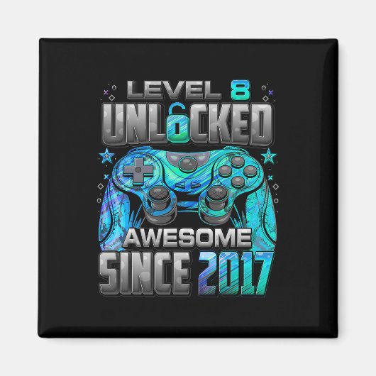 Level 8 Ontgrendeld Geweldig Sinds 2017 8e Verjaar Magneet (Voorkant)