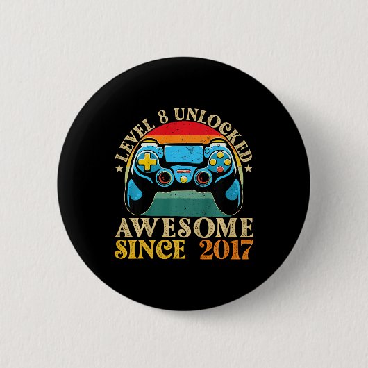 Level 8 Ontgrendeld Geweldig Sinds 2017 8e Verjaar Ronde Button 5,7 Cm (Voorkant)