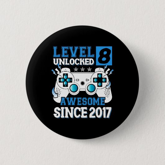 Level 8 Ontgrendeld Geweldig Sinds 2017 8e Verjaar Ronde Button 5,7 Cm (Voorkant)