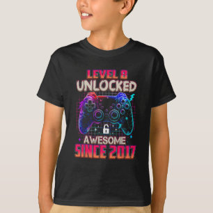 Level 8 Ontgrendeld Geweldig Sinds 2017 Pixel Game T-shirt