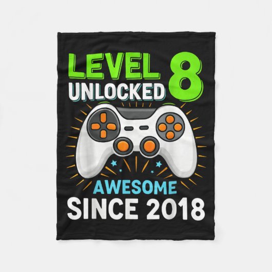 Level 8 ontgrendeld geweldig sinds 2018 gaming ver fleece deken (Voorkant)