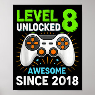 Level 8 ontgrendeld geweldig sinds 2018 gaming ver poster