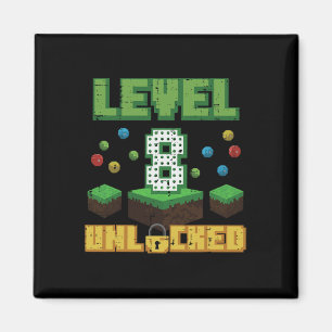 Level 8 Ontgrendeld Pixel Gamer 8e Verjaardag Game Magneet