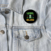Level 8 Ontgrendeld Pixel Gamer 8e Verjaardag Game Ronde Button 5,7 Cm (In situ)