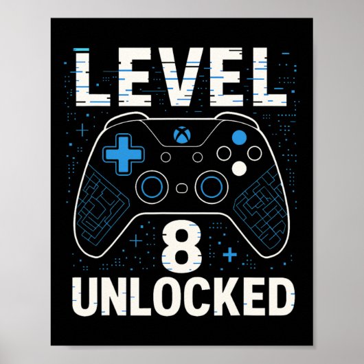 Level 8 Ontgrendeld Verjaardag 8e Verjaardag Kinde Poster (Voorkant)