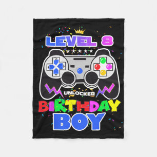 Level 8 Ontgrendeld Verjaardags Jongen Videospel 8 Fleece Deken