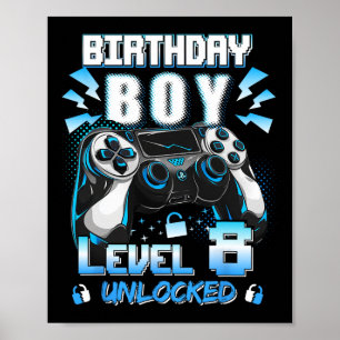 Level 8 Ontgrendeld Videogamer 8e Verjaardag Voor  Poster