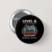 Level 8 Ontgrendeld Videospel 8e Verjaardag 8 Jaar Ronde Button 5,7 Cm (Voorkant /achterkant)
