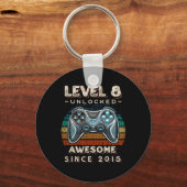 Level 8 Ontgrendeld Videospel 8e Verjaardag 8 Jaar Sleutelhanger (Voorkant)
