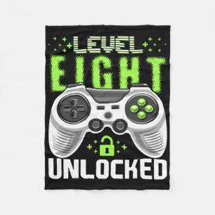 Level 8 Ontgrendeld Videospel 8e Verjaardag Gamer  Fleece Deken