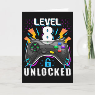 Level 8 Ontgrendeld Videospel 8e Verjaardag Gamer  Kaart