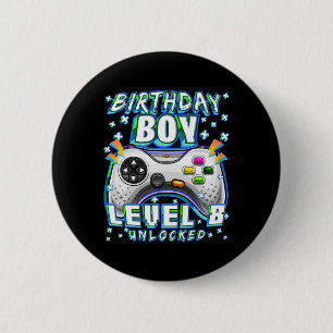 Level 8 Ontgrendeld Videospel 8e Verjaardag Gamer  Ronde Button 5,7 Cm