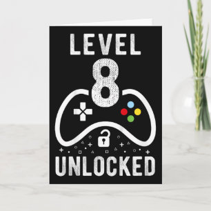 Level 8 Ontgrendeld Videospel 8e Verjaardagscadeau Kaart