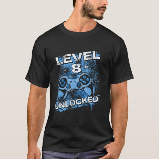 Level 8 ontgrendelde gamer t-shirt (Voorkant)