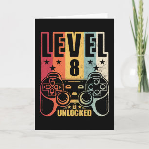 Level 8 Ontgrendelde Gamer Verjaardag Gamer Kaart
