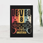 Level 8 Ontgrendelde Gaming Verjaardag Gamer Kaart (Voorkant)