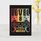 Level 8 Ontgrendelde Gaming Verjaardag Gamer Kaart (Gele Bloem)