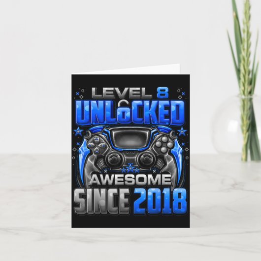 Level 8 Unlocked Awesome Since 2018 8th Birthday G Kaart (Voorkant)