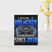 Level 8 Unlocked Awesome Since 2018 8th Birthday G Kaart (Gele Bloem)