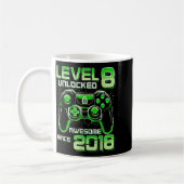 Level 8 Unlocked Awesome Since 2018 8th Birthday G Koffiemok (Links)