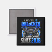 Level 8 Unlocked Awesome Since 2018 8th Birthday G Magneet (Voorkant / Achterkant)
