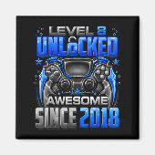Level 8 Unlocked Awesome Since 2018 8th Birthday G Magneet (Voorkant)