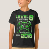 Level 8 Unlocked Awesome Since 2018 8th Birthday G T-shirt (Voorkant)