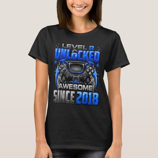 Level 8 Unlocked Awesome Since 2018 8th Birthday G T-shirt (Voorkant)
