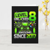 Level 8 Unlocked Awesome Since 8th Birthday Gaming Kaart (Gele Bloem)