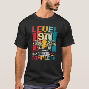 Level 90 Complete Gamer Vintage Retro 90 Jaar Oud T-shirt