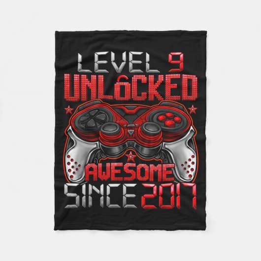 Level 9 Ontgrendeld 9 Jaar Oud Voor Jongens 9e Ver Fleece Deken (Voorkant)