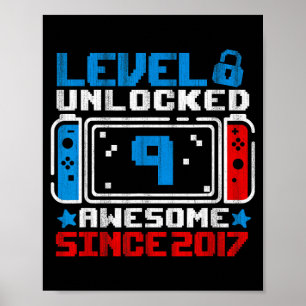 Level 9 Ontgrendeld 9e Verjaardag Gaming Cadeau Jo Poster